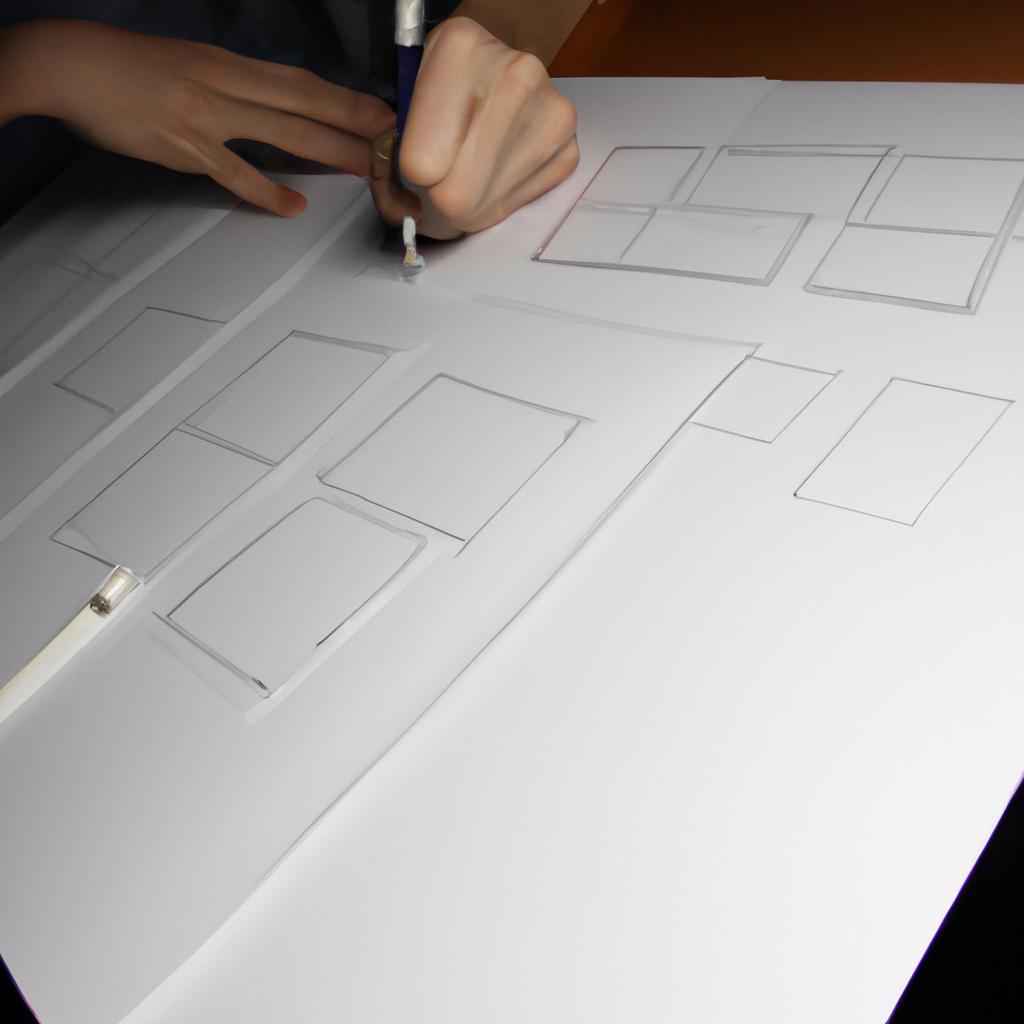 Person sketching wireframes on paper