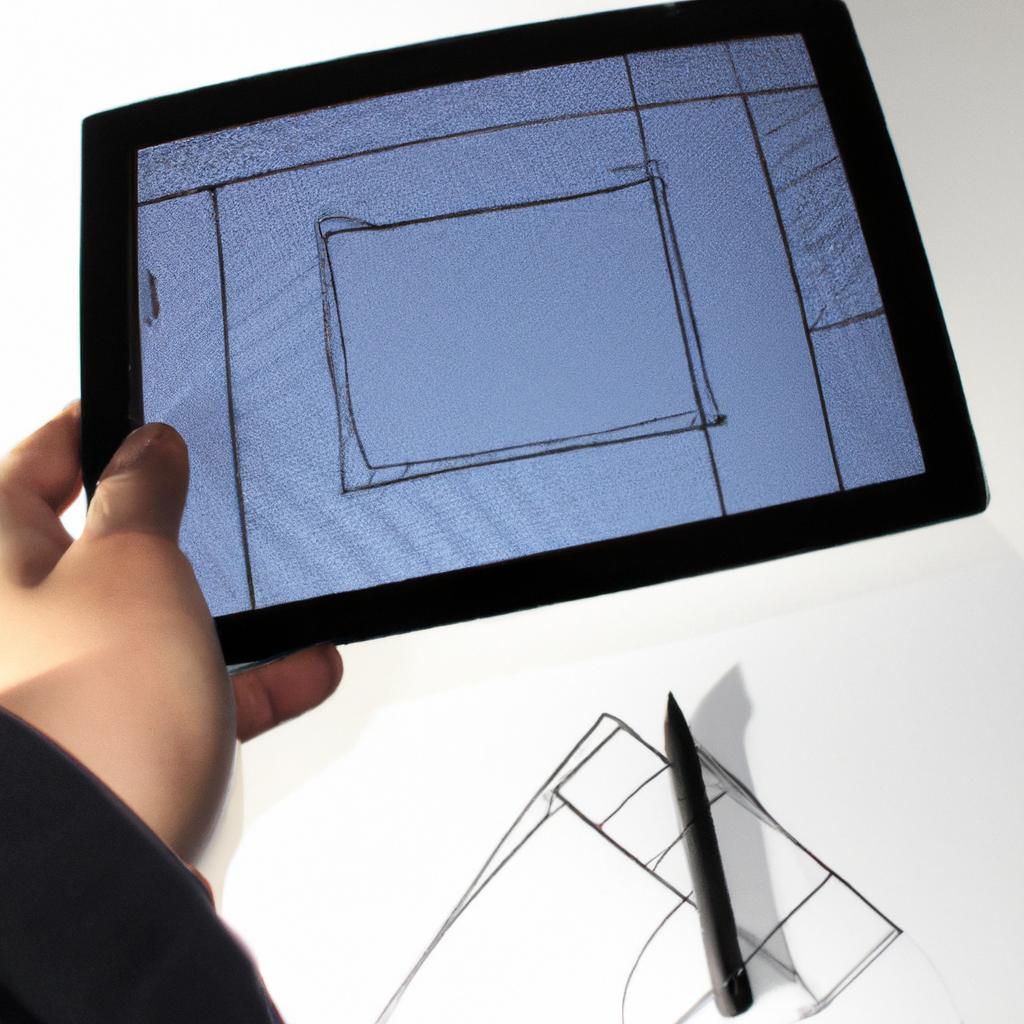 Person sketching wireframe on tablet